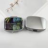 Square Two Compartment Metal Pill Box Portable Pill Box Stained Glass Insect Print Medicine Container For Travel Daily Carry