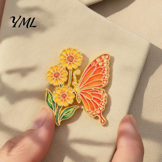 Butterfly Lapel Pin Enamel Flower Brooch Pin, Floral Badge for Accessories Women, Inscet Shaped Coats Sweaters Scarves Women