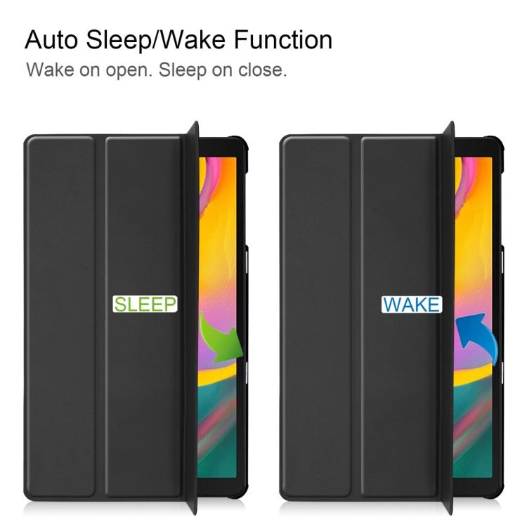 Custer Texture Horizontal Flip PU Leather Case for Galaxy Tab A 10.1 2019 , with Three-folding Holder & Sleep / Wake-up Function