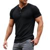 Mărime Europeană Bărbați Culoare Solidă Casual Strâmt Fitness Tricou cu Guler Henry