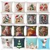Luxurious 18'' Xmas Cotton Pillow Case Linen Cushion Cover For Merry Christmas Home Decoration