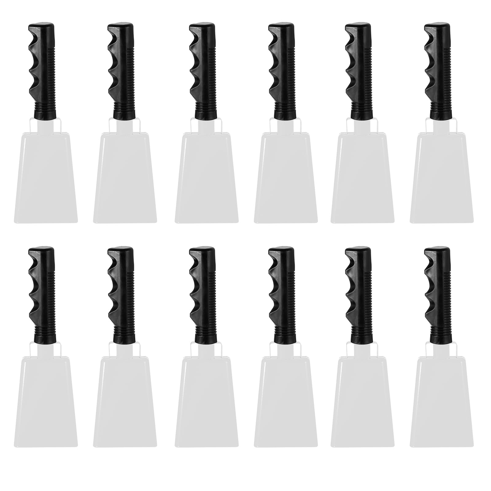 

PATIKIL 9-дюймовые ковбеллы для футбольных матчей, спортивных мероприятий, 12 штук оптом, громкие металлические трещотки с ручками для чирлидинга, марафонов, свадеб,