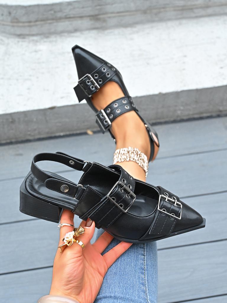 French Style Pointed Toe Mary Jane Shoes Retro Medium Thick Heel Shoes for Women with Skirts and Small Leather Shoes