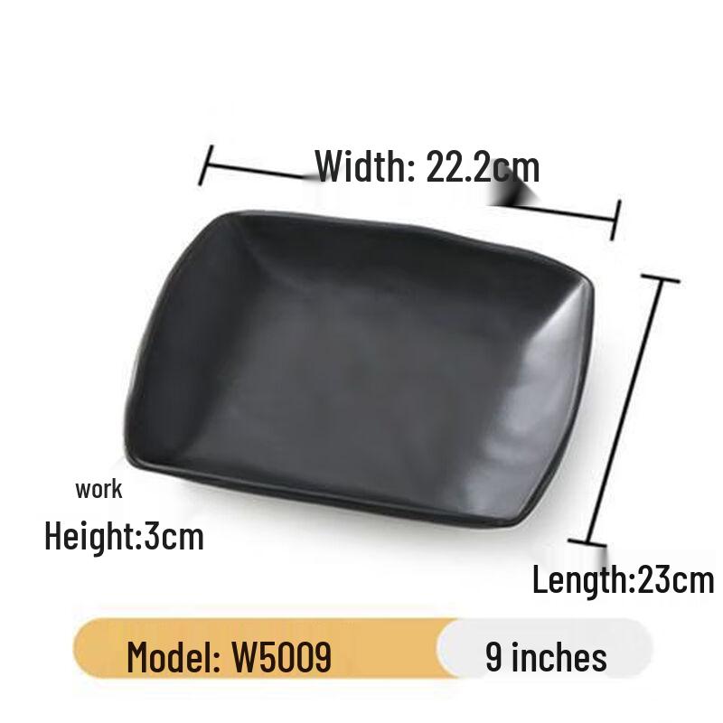 Jijun 10-Pack Black Melamine Rectangular Serving Trays