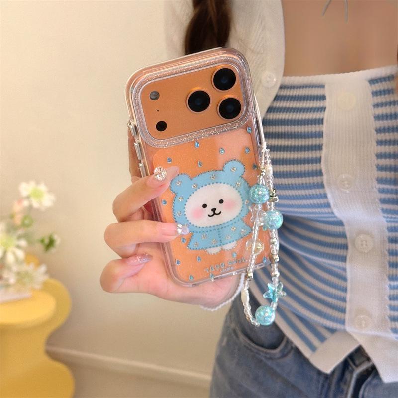Adorable Bear Blue Raincoat iPhone 17/16 Pro Max/15/14 Case – New Style for Women