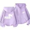 Children Zipper Cardigan Hoodies Print Tops Boy Black Girls Pink Sweatshirt Coat Long Sleeve Casual Fashion Hooded