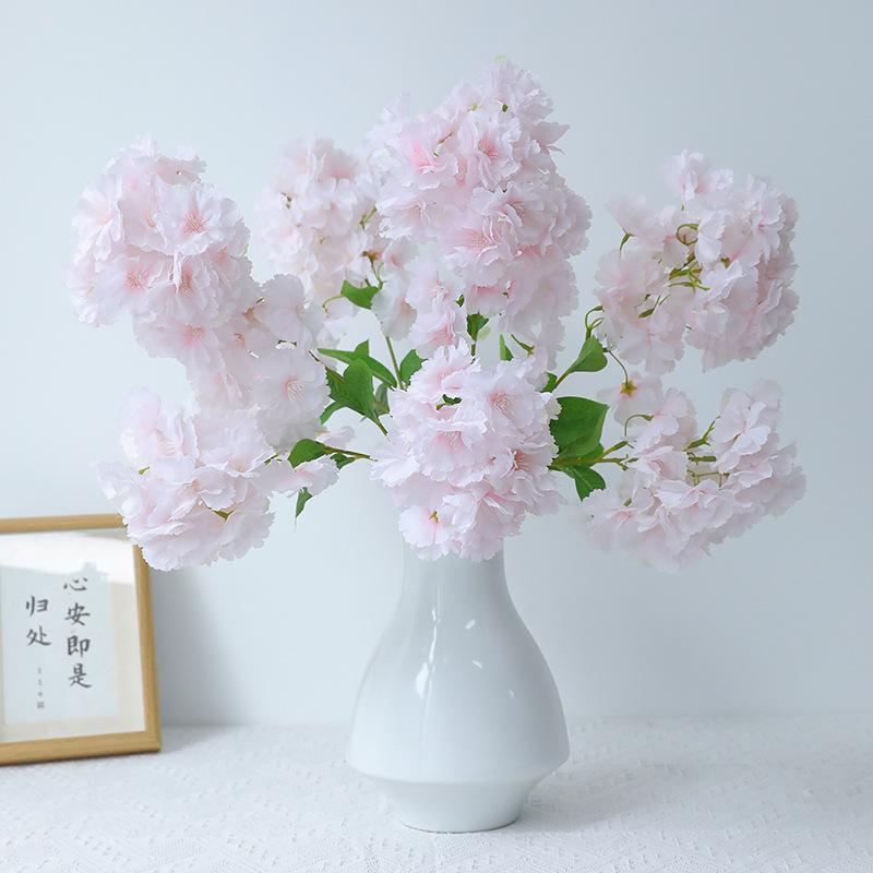 2 Forks Artificial Hydrangeas Flower With Stems DIY For Wedding Party Home Decor Outdoor Bouquet Flowers White Blue Plants Decor