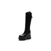Fashion 11CM Microfiber Genuine Leather Platform Wedges Knee High Boots Woman Plush Modern Hidden Heel Winter Autumn Shoes Plush