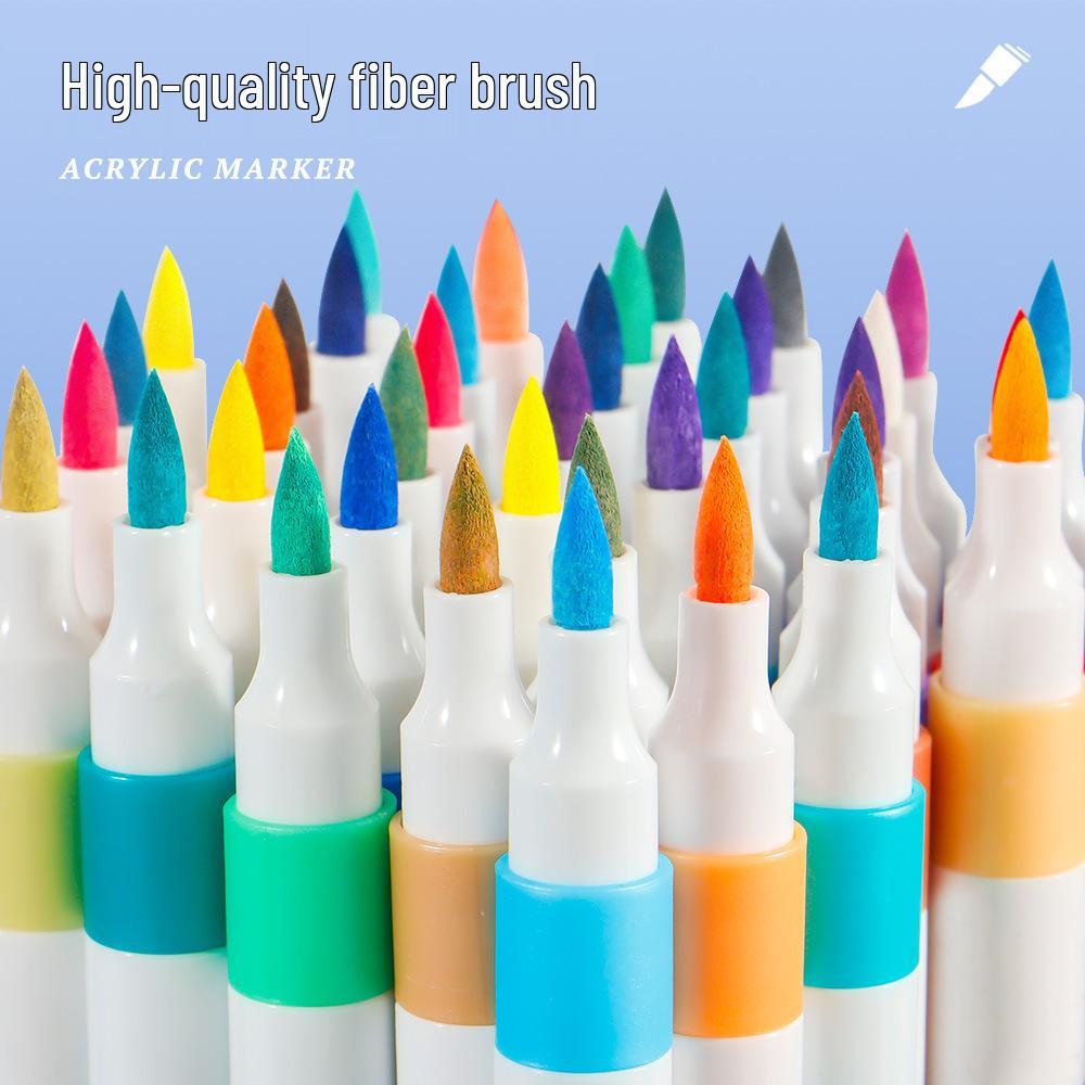 Soft Tip Acrylic Marker Set - Kids' Graffiti & Drawing Pens, No Pressure Needed, Fade-Resistant, Multi-Color Watercolor Brushes