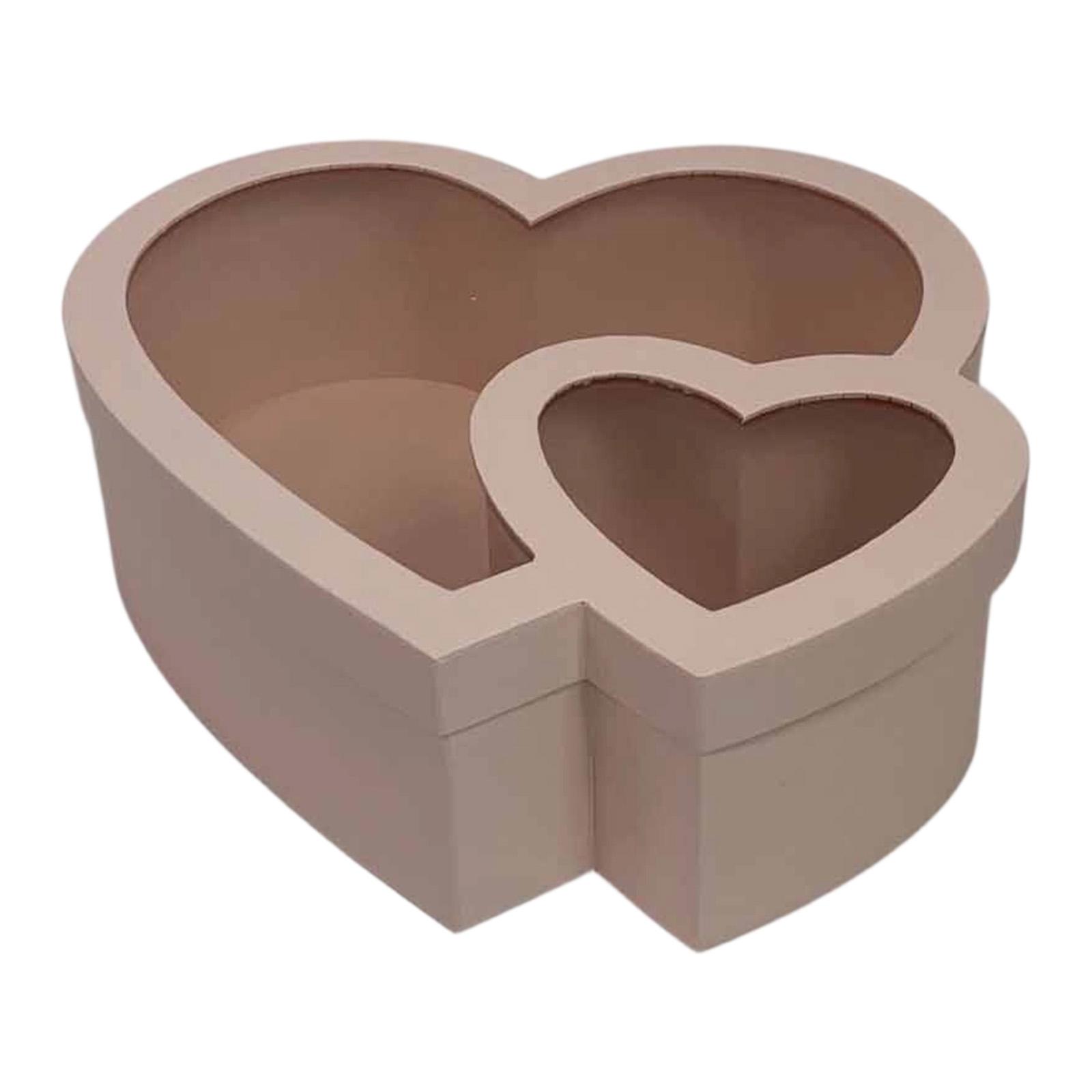 

Double Heart Shaped Flower Gift Box Elegant Cardboard Box for Weddings and Special Occasions рожевий