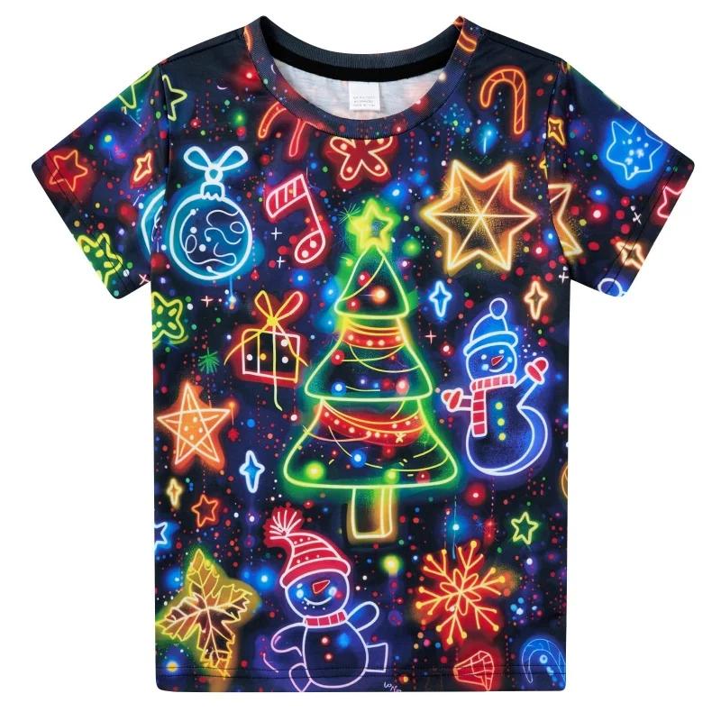 

3D Printed Colorful Sports Football T Shirt For Men Christmas Santa Claus Pattern T-Shirts Summer Short-Sleeved Tees Loose Tops XXS