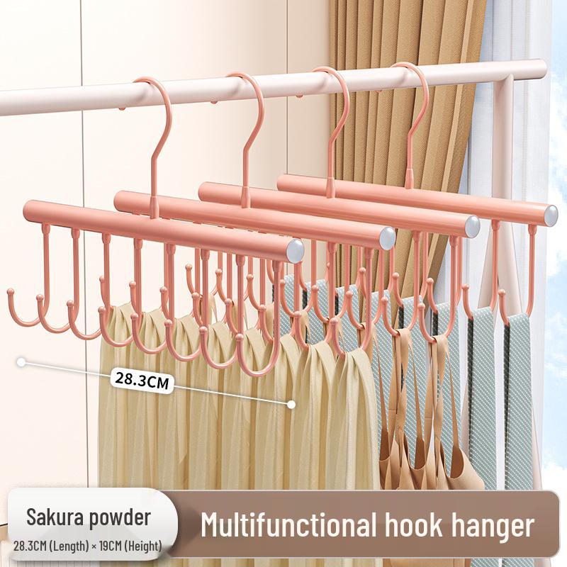 Percha Multifuncional de Madera Maciza con Tirantes y Múltiples Ganchos para Uso en el Hogar y el Dormitorio