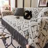 Jacquard Sofa Cover with Skirt Universal Full Coverage Stretch Slip Proof Fabric Couch Dust Protector