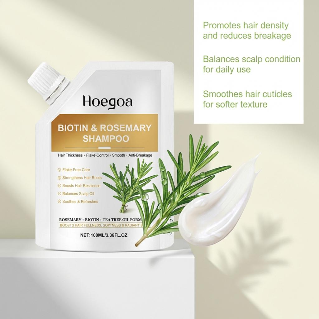 Biotin Rosmarin Shampoo, Sanfte Reinigung, Feuchtigkeitsspendend Glättend Nährend, Tägliche Haarpflege für Weiche Seidige Strähnen