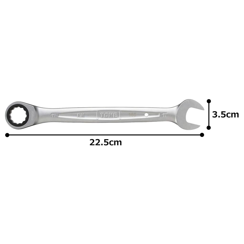 TONE Ratchet Combination Wrench 17mm Jaw Opening RM-17,