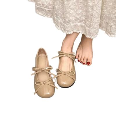 Mode Mode Polyvalent Chaussures Femme 2025 Automne Nouveauté Chaussures Plates à Nœud en Cuir pour Femme Tempérament Simple Chaussures Mary Jane pour Femme Zapatos