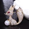 Blucome Cute Animal Fox Brooch Imitation Brooches Pin Copper Jewelry For Women Clothes Shirt Coat Scarf Accessories