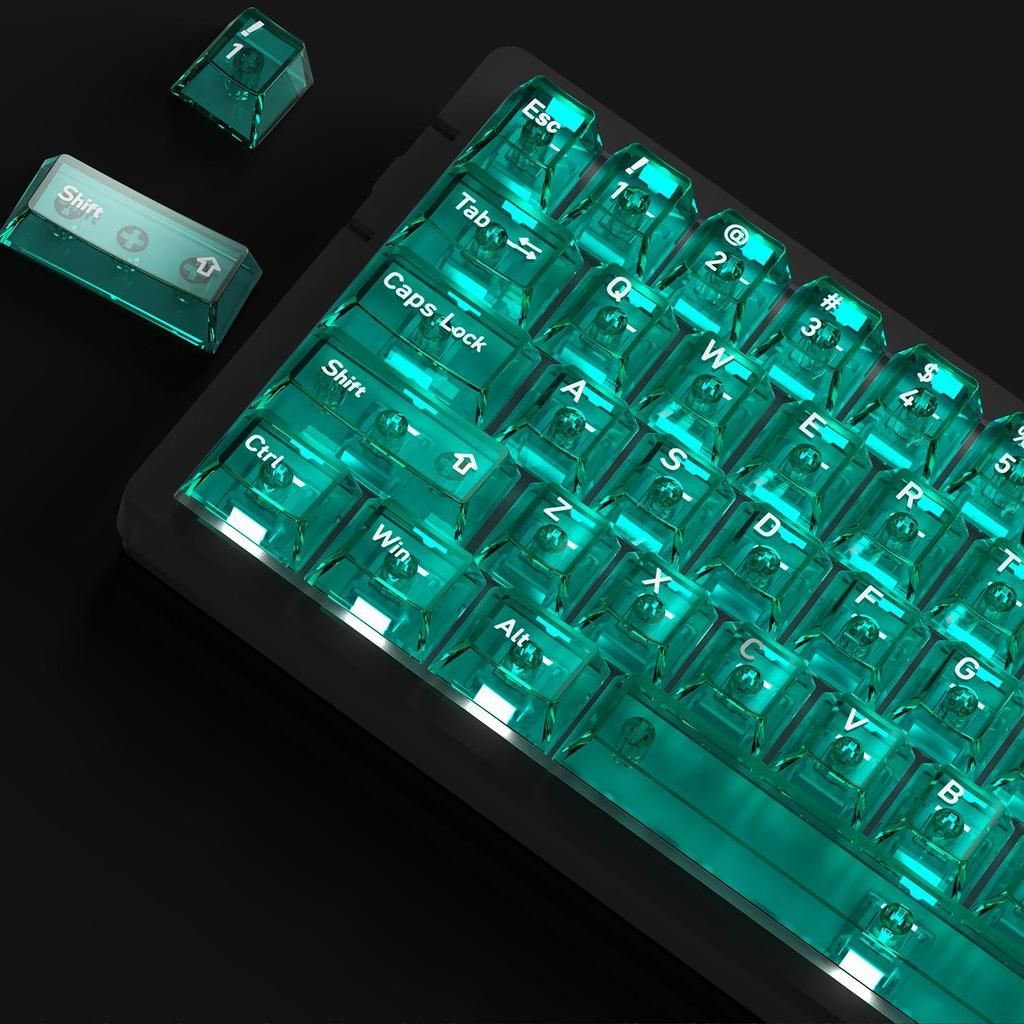 Russian Language Transparent PC Magnetic Axis Personalized Keycaps for Mechanical Keyboards