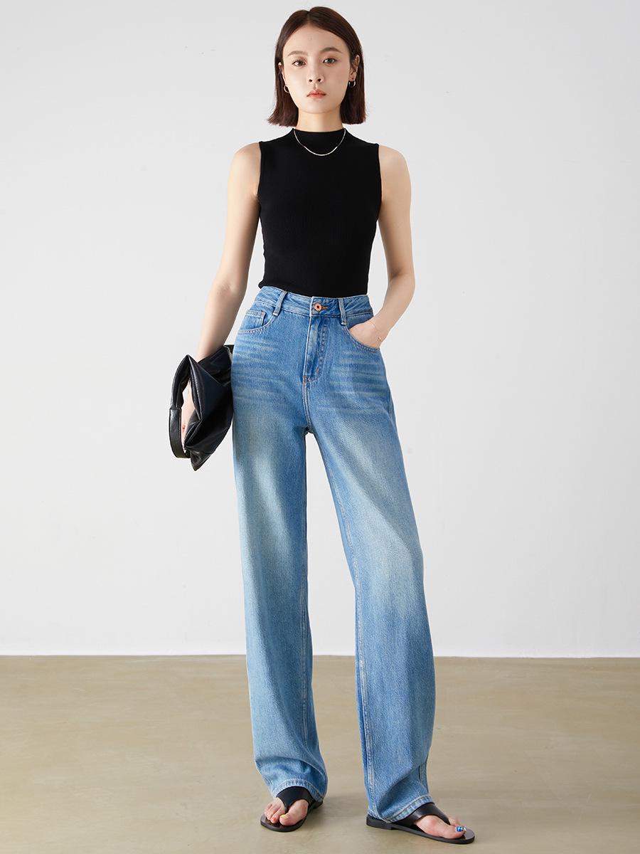 Lyocell Tencel Wide-Leg Jeans: Loose, Flaw-Concealing, Slimming, Drapey Straight-Leg Pants for Early Autumn 29