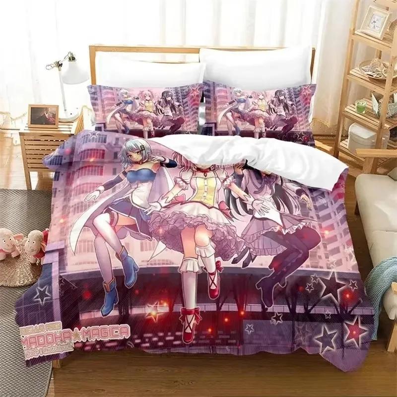 3D Print Anime Puella Magi Madoka Magica Bedding Set Boys Girls Twin Queen King Size Duvet Cover Pillowcase Bed Boys Adult