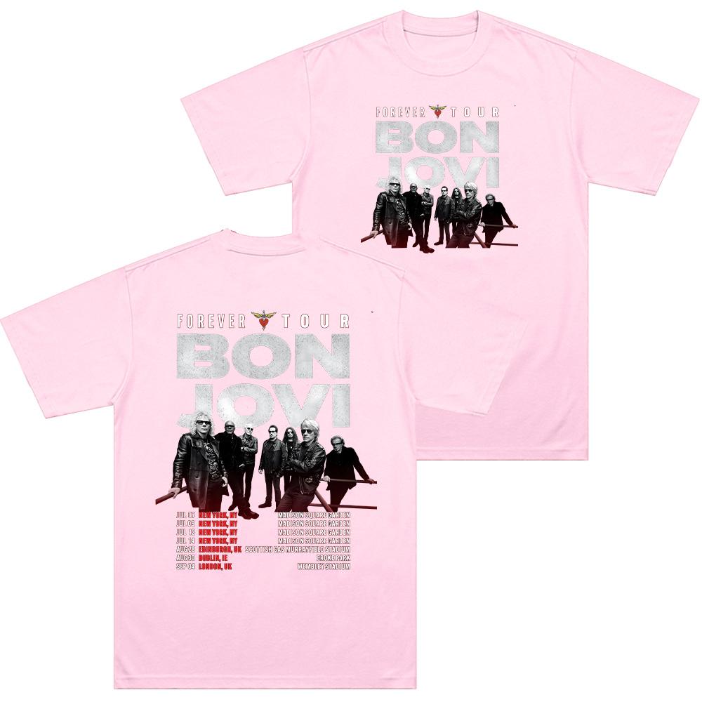 Bon Jovi Forever Tour Tričká Okrúhle Tričko Ženy Muži Bavlna Krátky Rukáv Tričko Nápad na Darček Topy Móda Voľný Streetwear