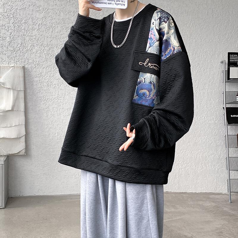 Velvet Sweatshirt for Men In Autumn and Winter New Loose Sweatshirt Men's Coat New Year Couple Versatile Round Neck Men's Top
