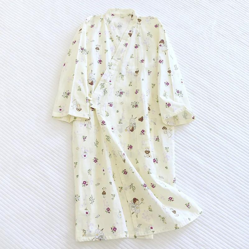Ladies Cotton Kimono Bathrobe Loose Homewear Pajamas Robes for Women Multi Colors Printed Cardigan Sleep Wear Womens Robe