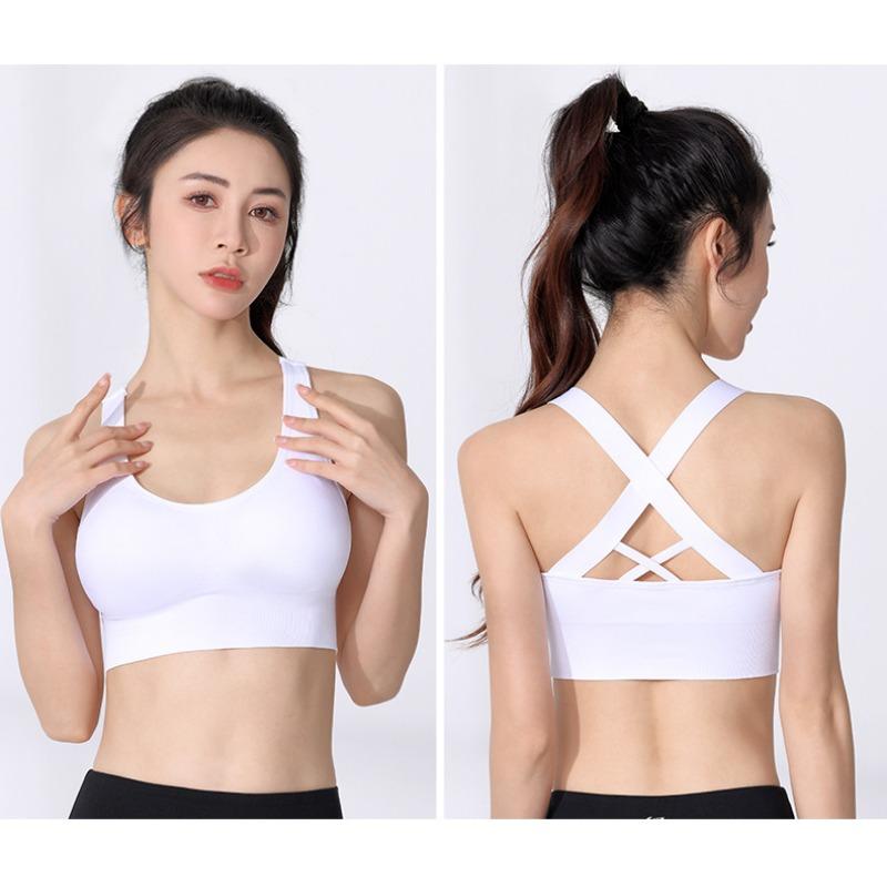 Women Plus Size Cross Back Shockproof Quick Dry Sports Bra For Yoga Running Gym