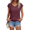 Women's Summer Fashion V-neck Solid Color Short Sleeve T-Shirt Casual Top