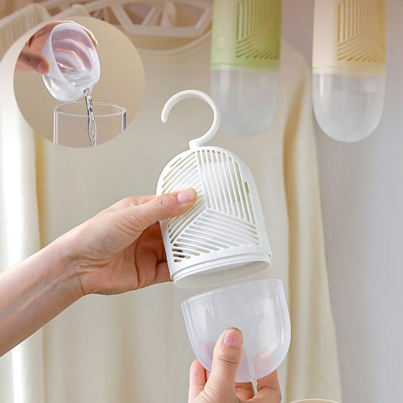 Clothes Dehumidification Box Reusable Hangings Dehumidifier Pack AntiMold with Water Collector&Hook for Wardrobe Closets