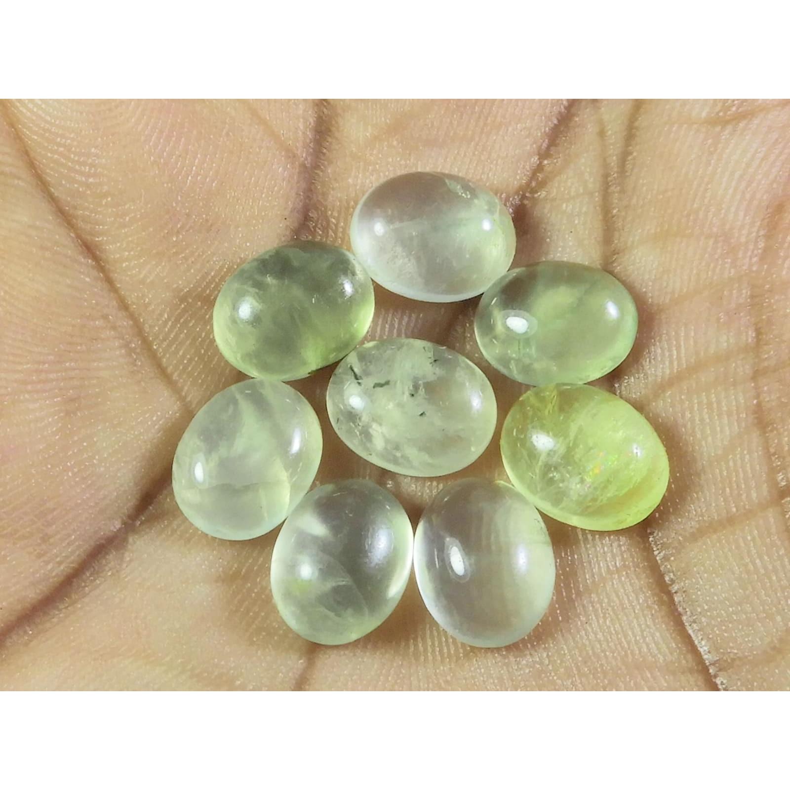 

7X10 ММ Натуральный Пренит Овальный Кабошон Свободный Драгоценный Камень 8 Шт./Лот A-271