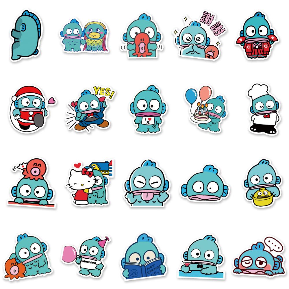 50 Cute Cartoon Water Monster Half Mermaid Laptop Suitcase Skateboard Graffiti Decoration Stickers