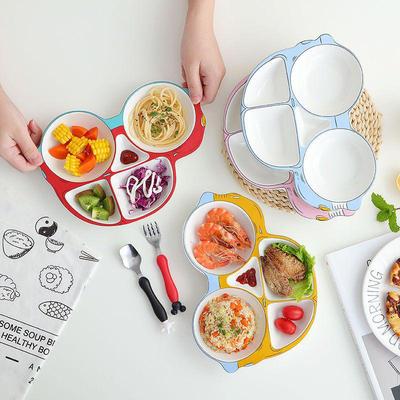 Ceramic Kids' Divided Plate - Cute Dish for Kindergarten Meals & Snacks
