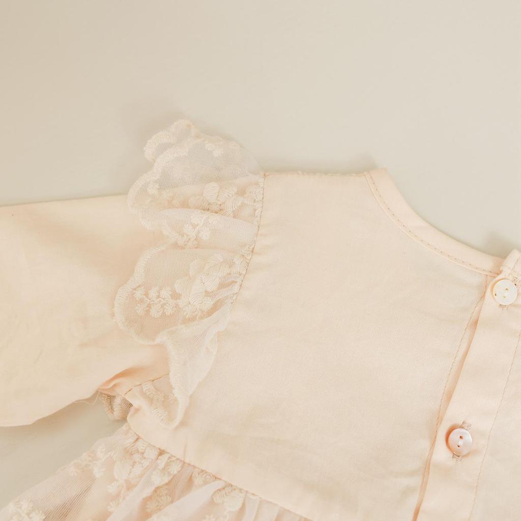 Korean Style Newborn Lace Romper - Baby Long Sleeve Bodysuit for Spring/Autumn