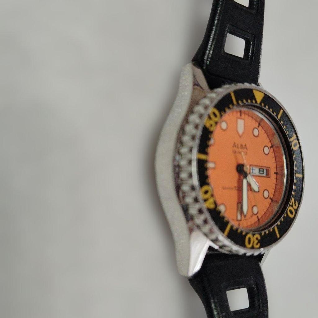 Used Alba Quartz Divers Watch Orange Dial