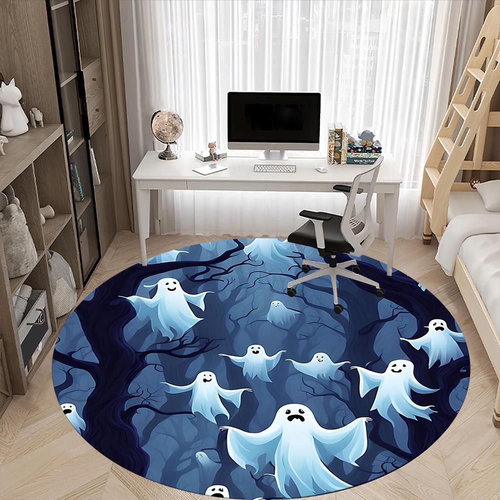 1PC Ghost Forest Office Round Area Rug, Mat Suitable For Office, Under Office Chairs Bedroom Living Room Home Decor, Room Deco