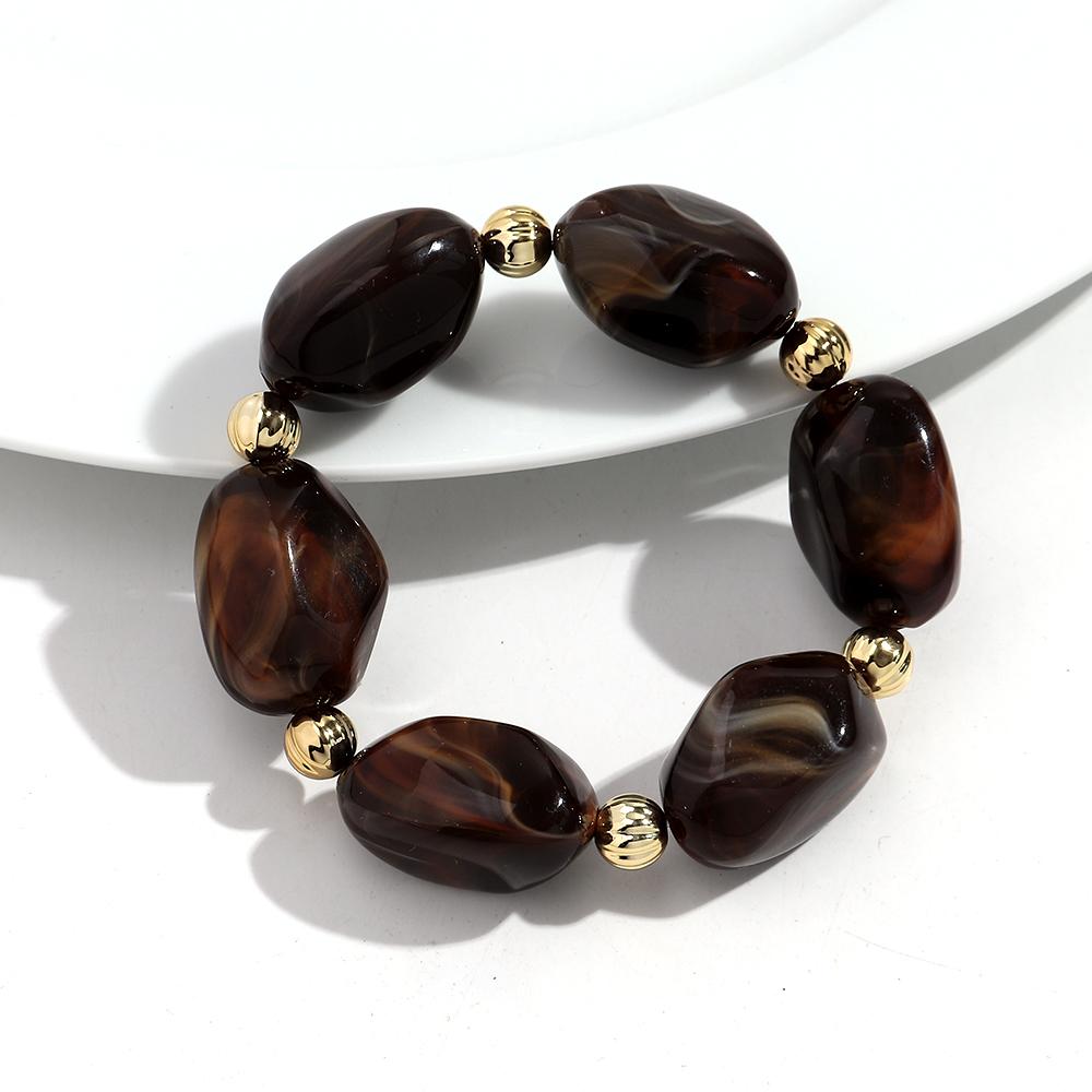 Boho Resin Irregular Beaded Bracelet for Women Men New Trendy Multicolor Acrylic Geometric Strechy Bracelets Jewelry Gifts