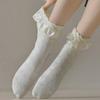 Chaussettes Kawaii pour Femmes Filles Lolita Japonaise Mignonnes Couleur Unie Chaussettes Été Automne Coton Doux Chaussettes en Dentelle pour Bas Féminins