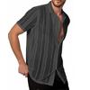 Men's Lace Short-sleeved Shirt With See-through Buttons, Holiday Casual Hollowed-out Top