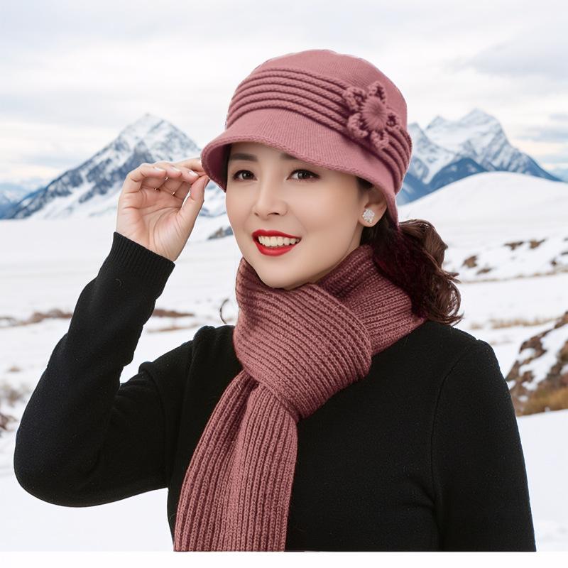 New wool hat winter middle-aged mother hat fleece thickened cold-proof warm winter knitted hat children