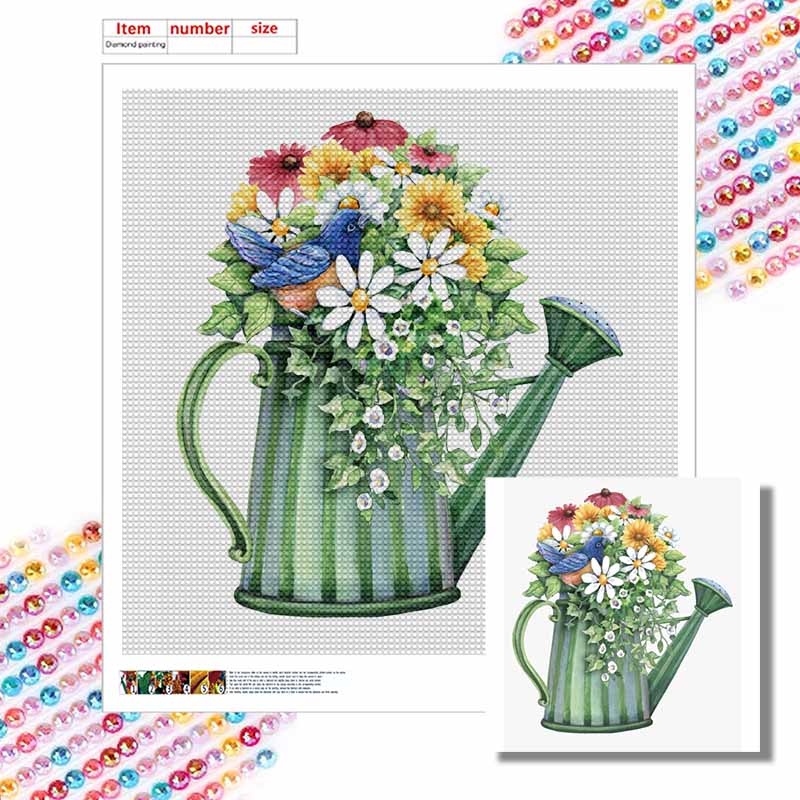 New Arrival 5D DIY Full Circle Diamond Painting "Pot Flower" Embroidery Cross Stitch Home Decor Gift