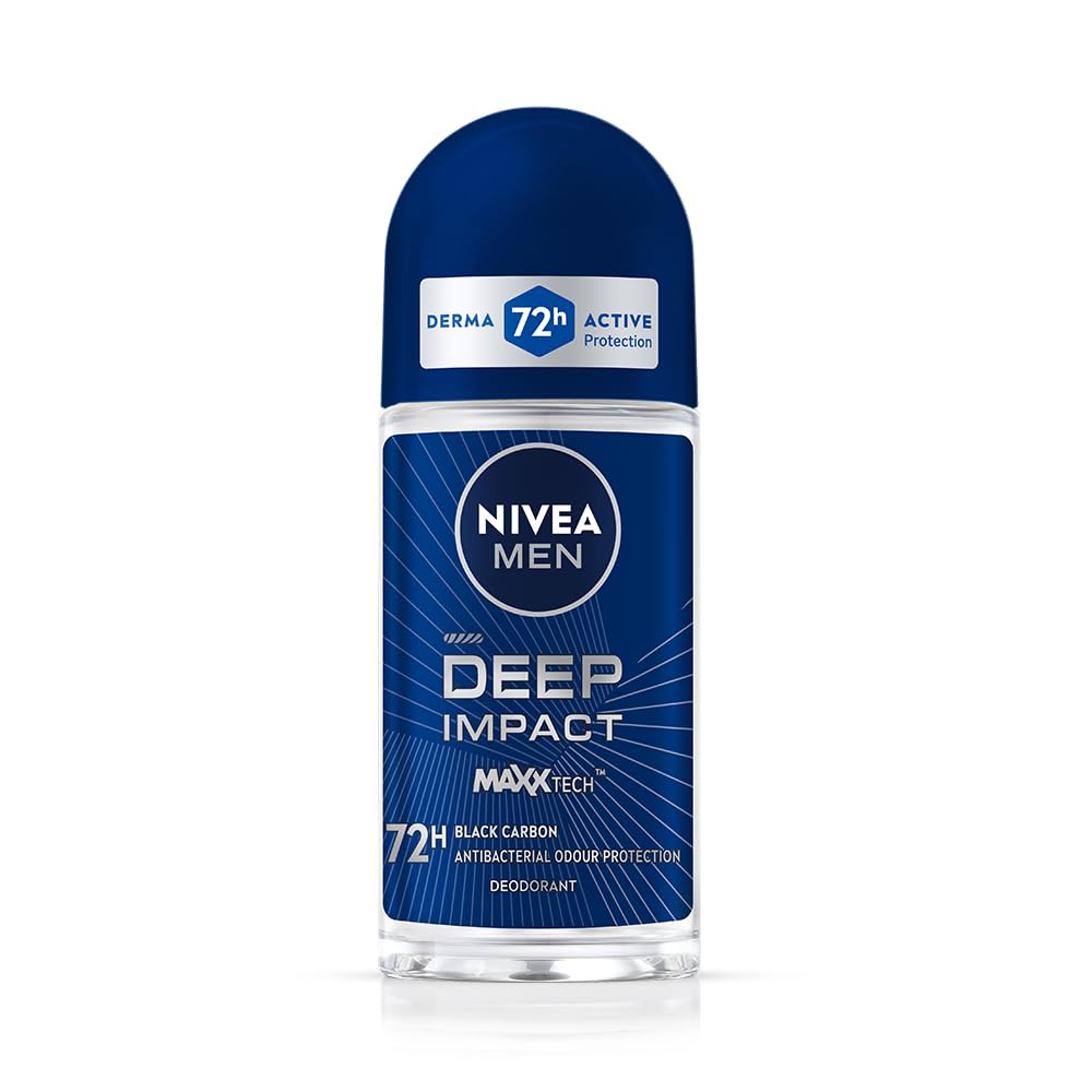 Nivea MEN Deep Impact Freshness Underarm Roll On Deodorant for Men with Black Carbon | 50ml