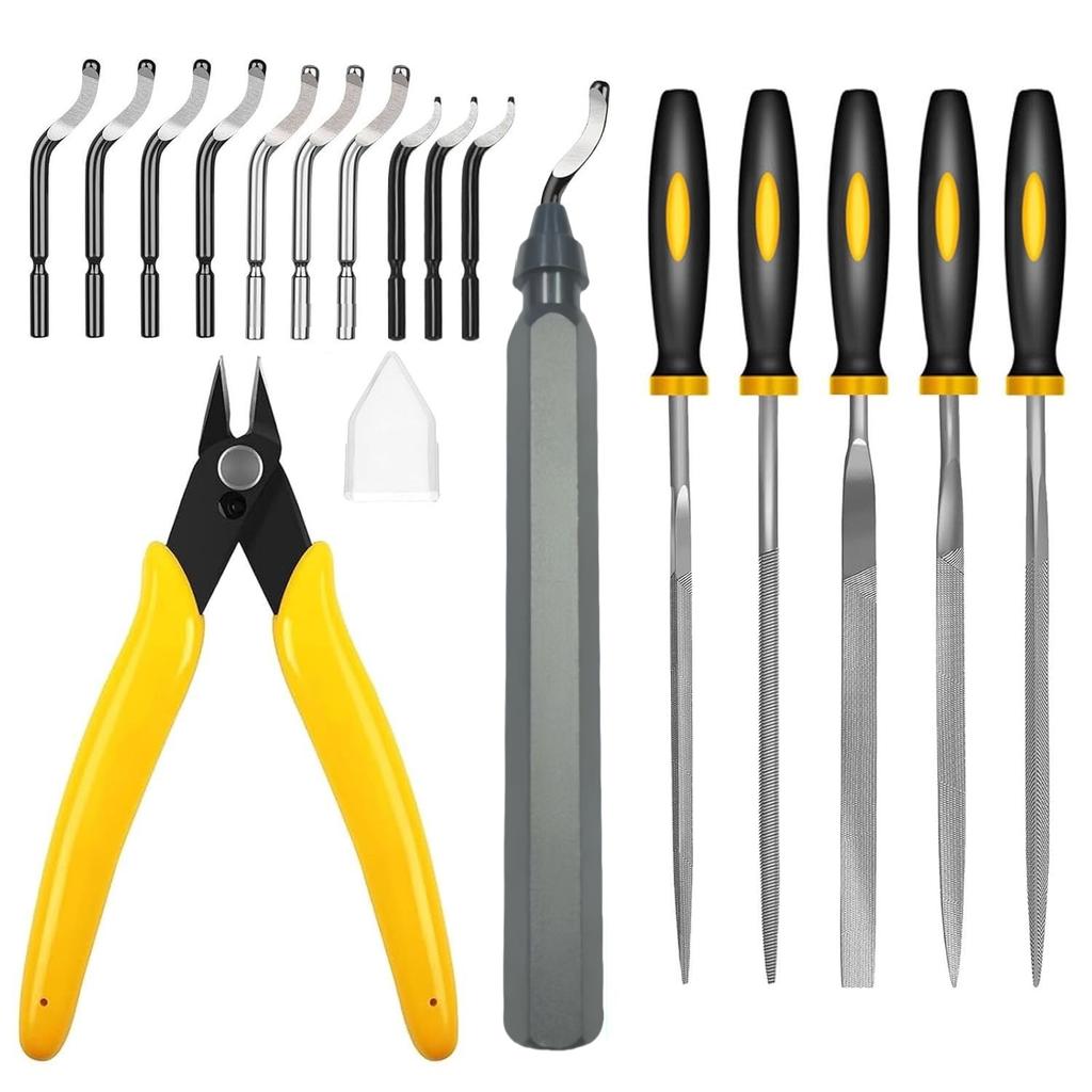 Deburring Tool Set for 3D Printer 11PCS Mix Blades Removing Burr 5PCS Needle File Micro Wire Cutter for 3D Print Plastic Model