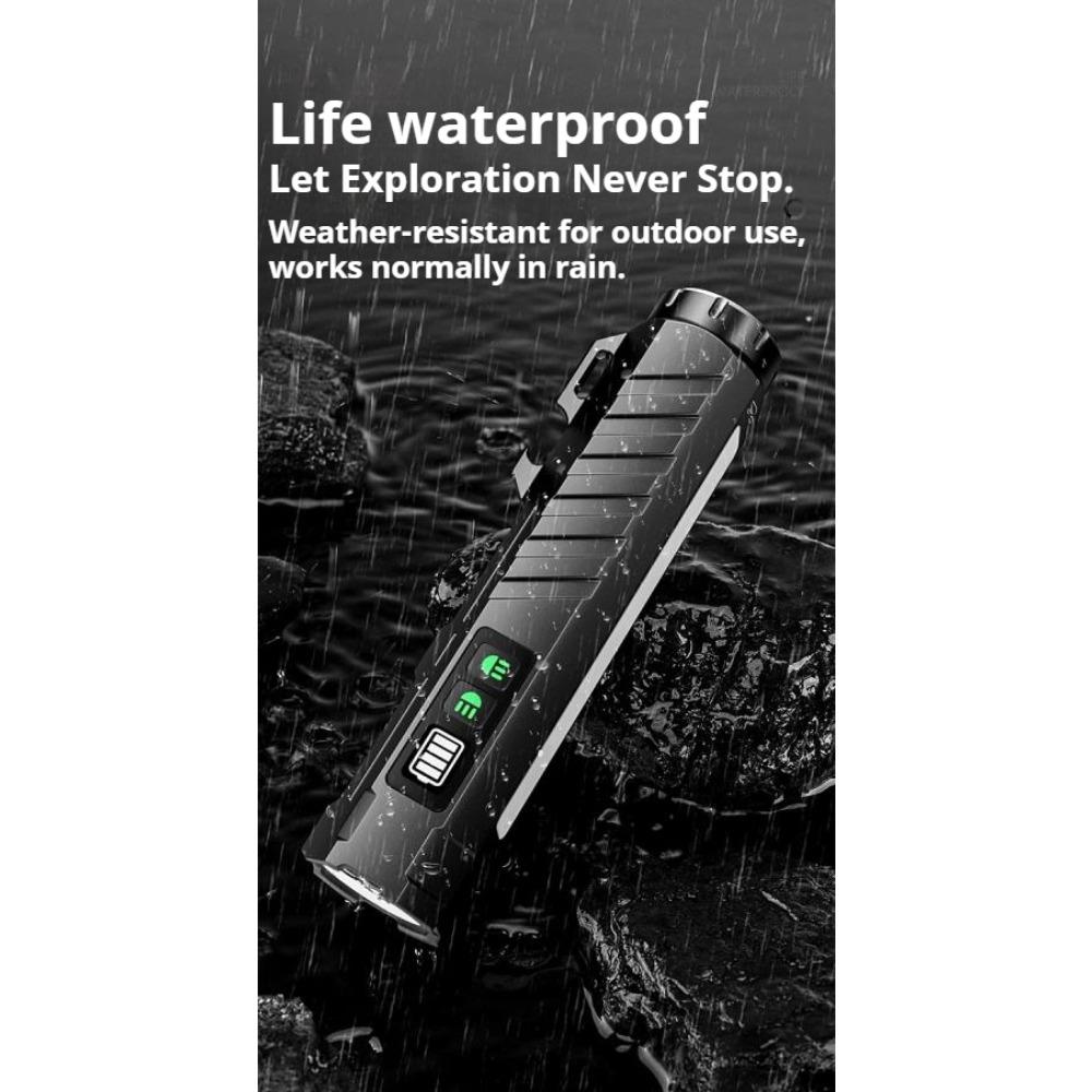 Magnetic Rechargeable Portable Work Light Flashlight with Battery Display, Dual Light Source Aluminum Alloy Body, Camping, Cold Resistant