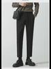 Men’s Casual Woolen Nine-Point Trousers - Autumn Business Loose Fit, Solid Color, Trendy Design.