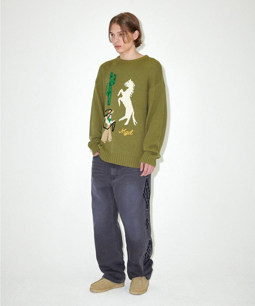 MAHAGRID Mgd Cowboy Knit Sweater Olive(Mg2Efmk604A)