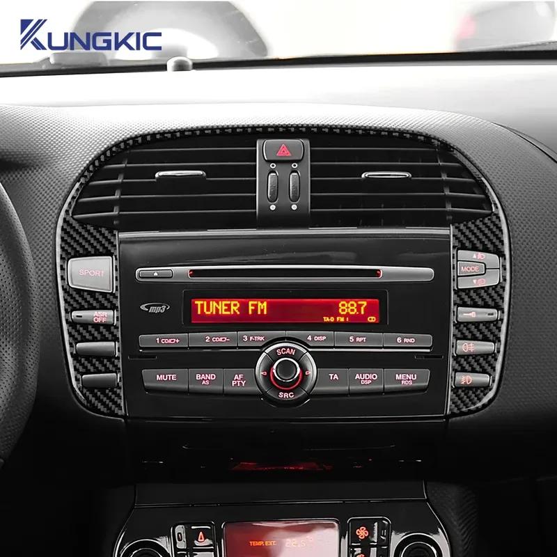 Central Control Button Real Soft Carbon Fiber Sticker LHD RHD For Fiat Bravo 2006-2011 2012 2013 2014 2015 2015 2016 2017 2018