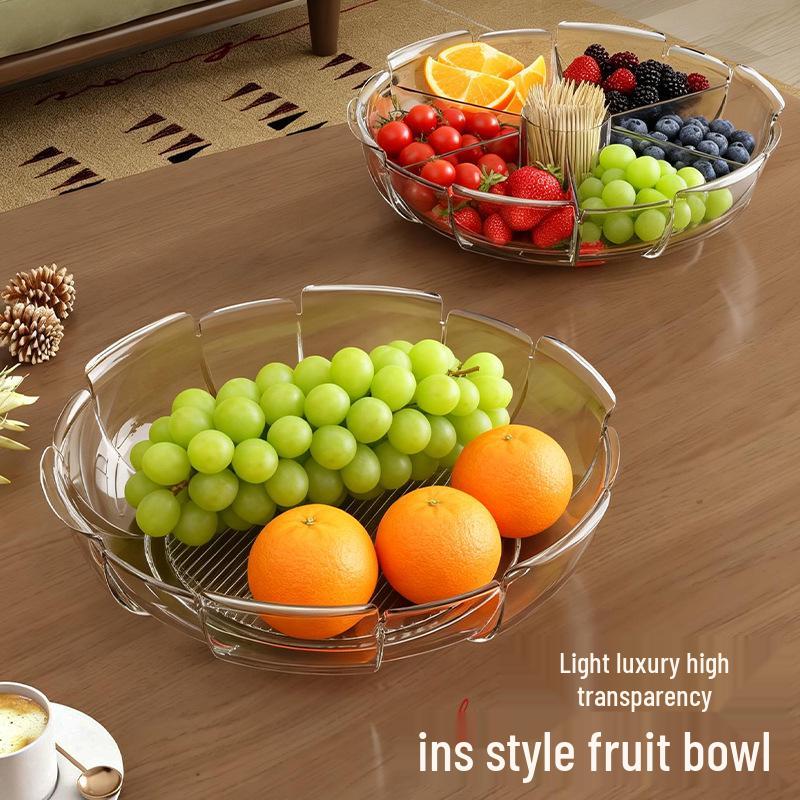 High Transparency Thickened Fruit and Nut Display Plate for Living Room