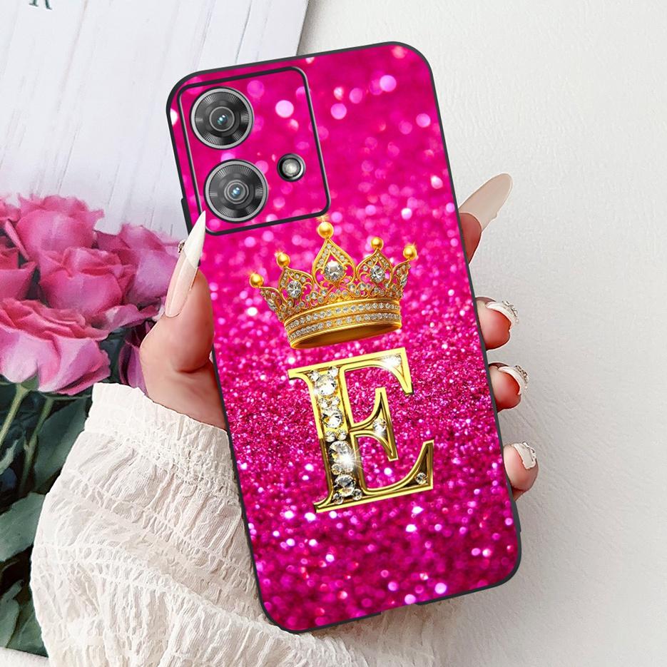 For Motorola Edge 40 Neo Case XT2307-1 Cute Crown Letters Cover Soft Silicone Phone Cases For Motorola Edge 40 Edge40 Neo Fundas