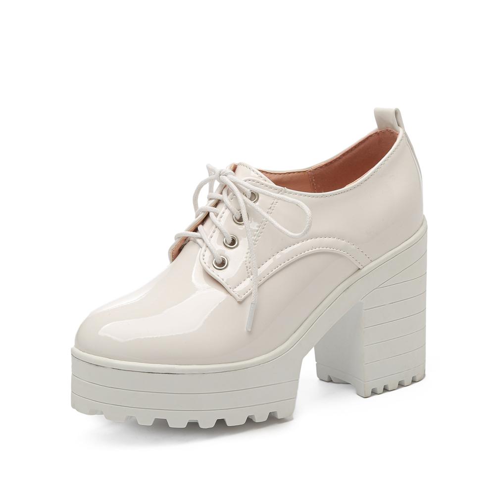 Klasické šněrování Pro ženy Černá Bílá Vysoké podpatky Krátká bota Platforma Dámské boty ve stylu Euro Podzim Jaro Punk Boty na vysokém podpatku